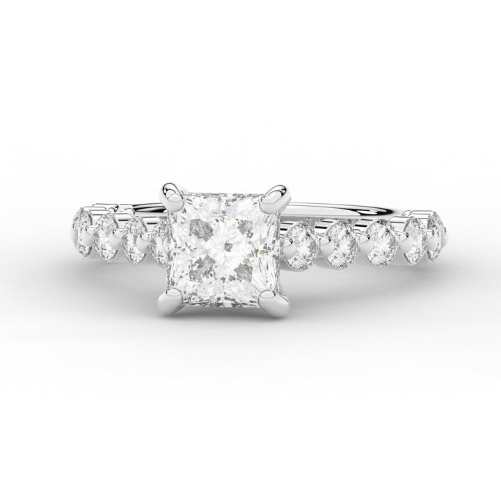 3.90CT.TW PRINCESS LAB DIAMOND ENGAGEMENT RING