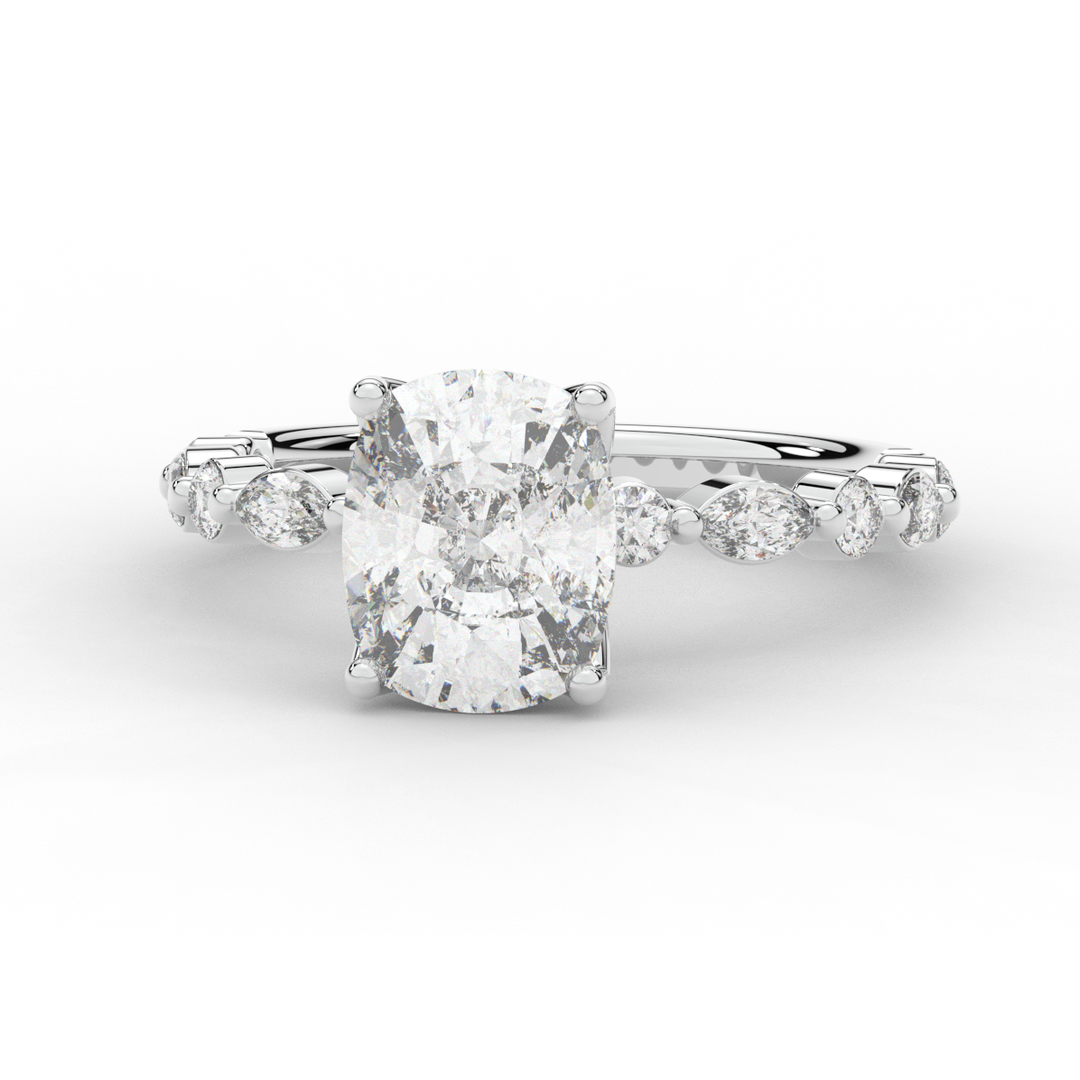 2.60CT.TW CUSHION LAB DIAMOND SOLITAIRE ENGAGEMENT RING