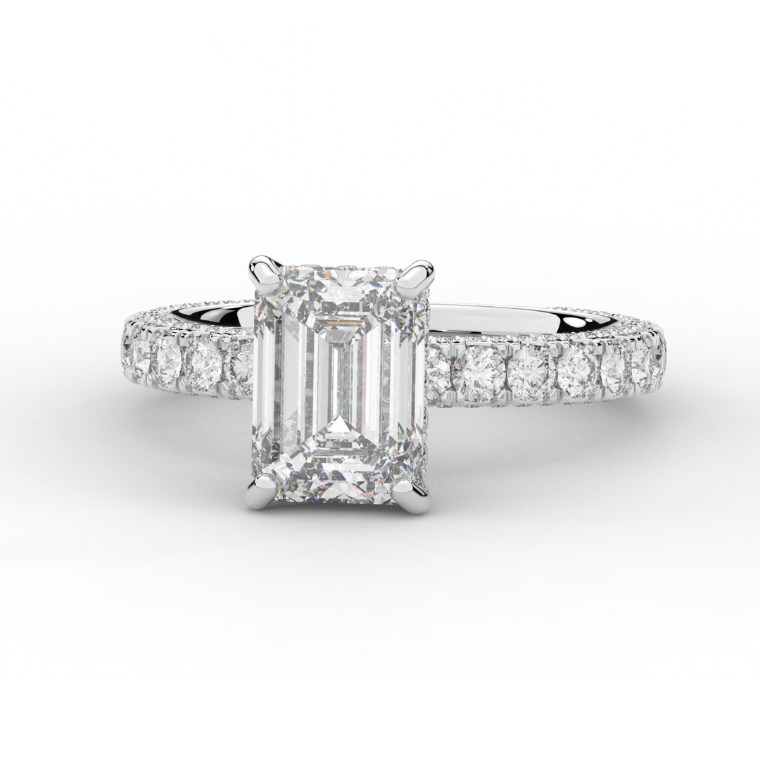 3.00CT.TW EMERALD CUT LAB DIAMOND ENGAGEMENT RING