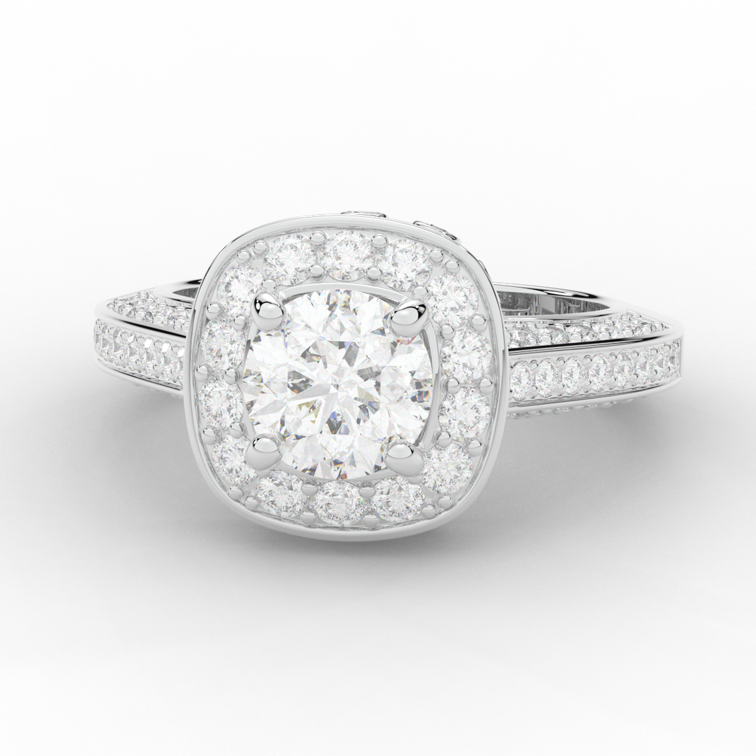 1.50CT.TW ROUND LAB DIAMOND HALO ENGAGEMENT RING