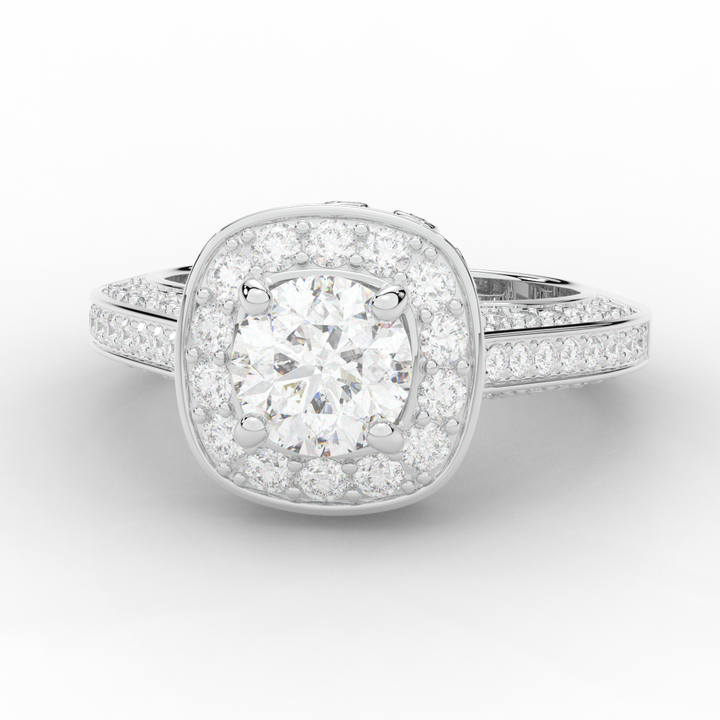 1.50CT.TW ROUND LAB DIAMOND HALO ENGAGEMENT RING