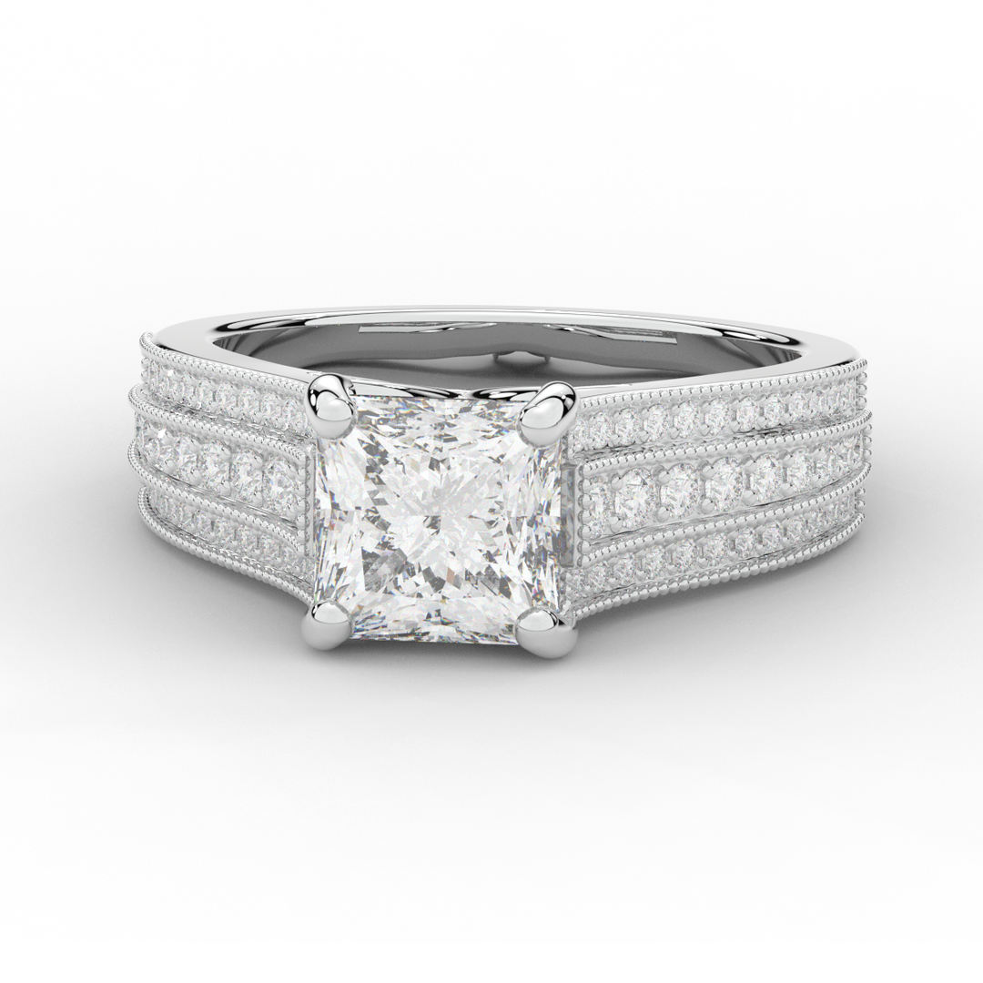 3.55CT.TW PRINCESS LAB DIAMOND ENGAGEMENT RING