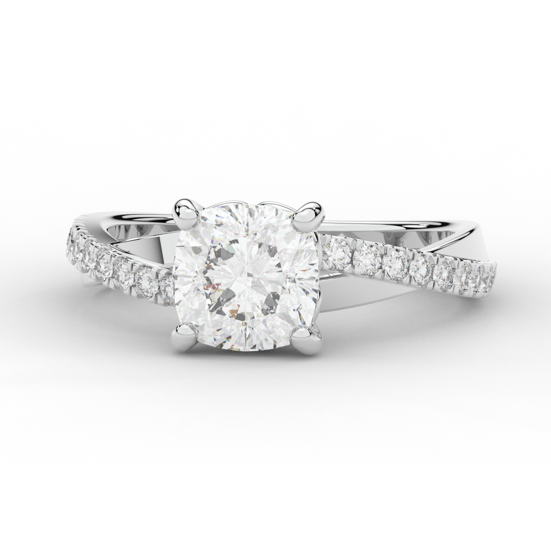 2.20CT.TW CUSHION LAB DIAMOND TWISTBAND ENGAGEMENT RING