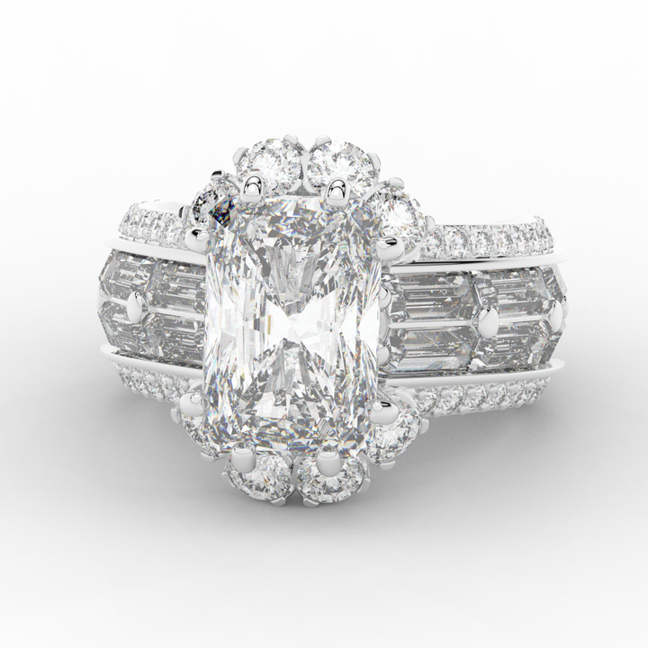 8.25CT.TW RADIANT LAB DIAMOND HALO ENGAGEMENT RING