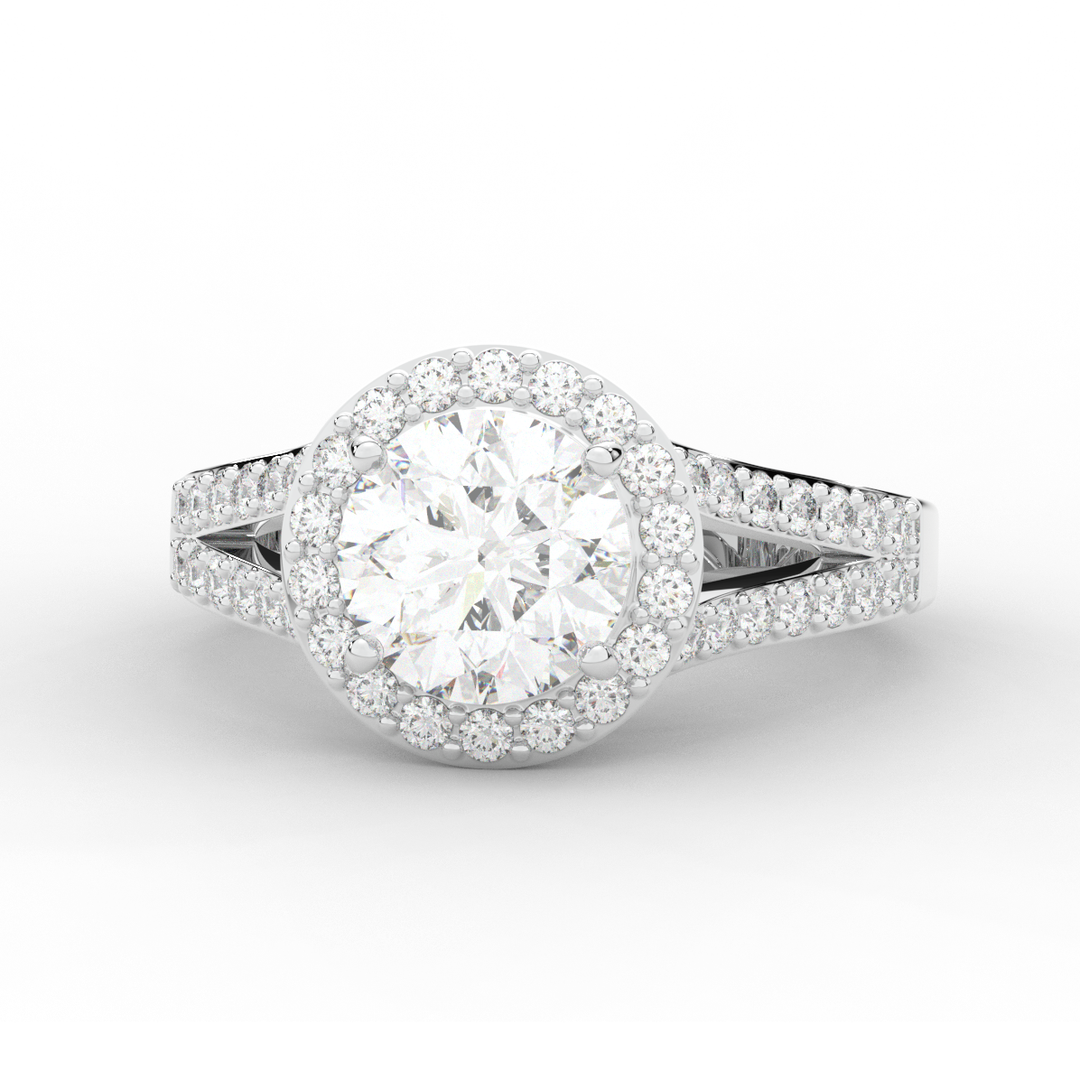 2.50CT.TW ROUND LAB DIAMOND SPLIT SHANK HALO ENGAGEMENT RING - Nazarelle