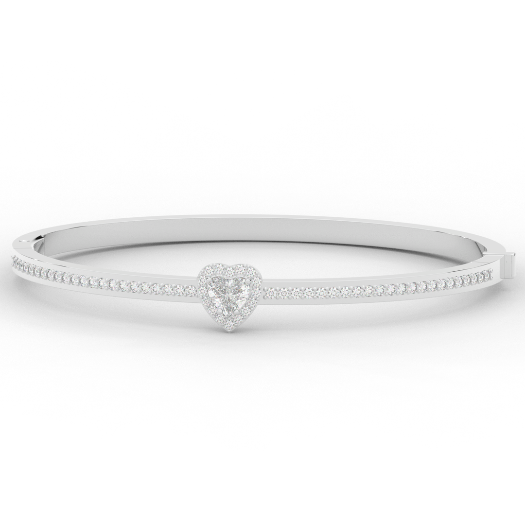 1.65CT.TW HEART AND ROUND LAB DIAMOND  BANGLE