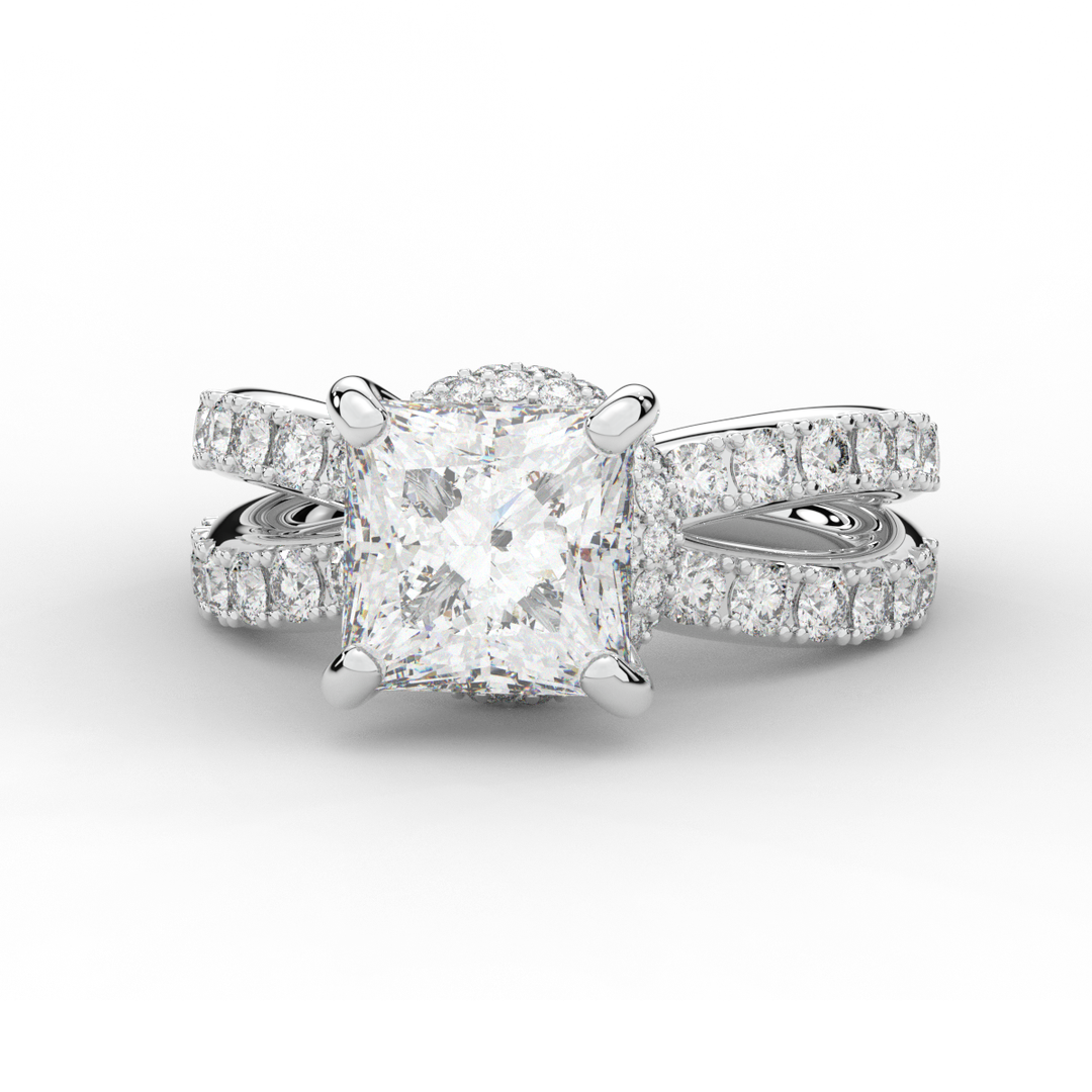 5.25CT.TW PRINCESS LAB DIAMOND ENGAGEMENT RING