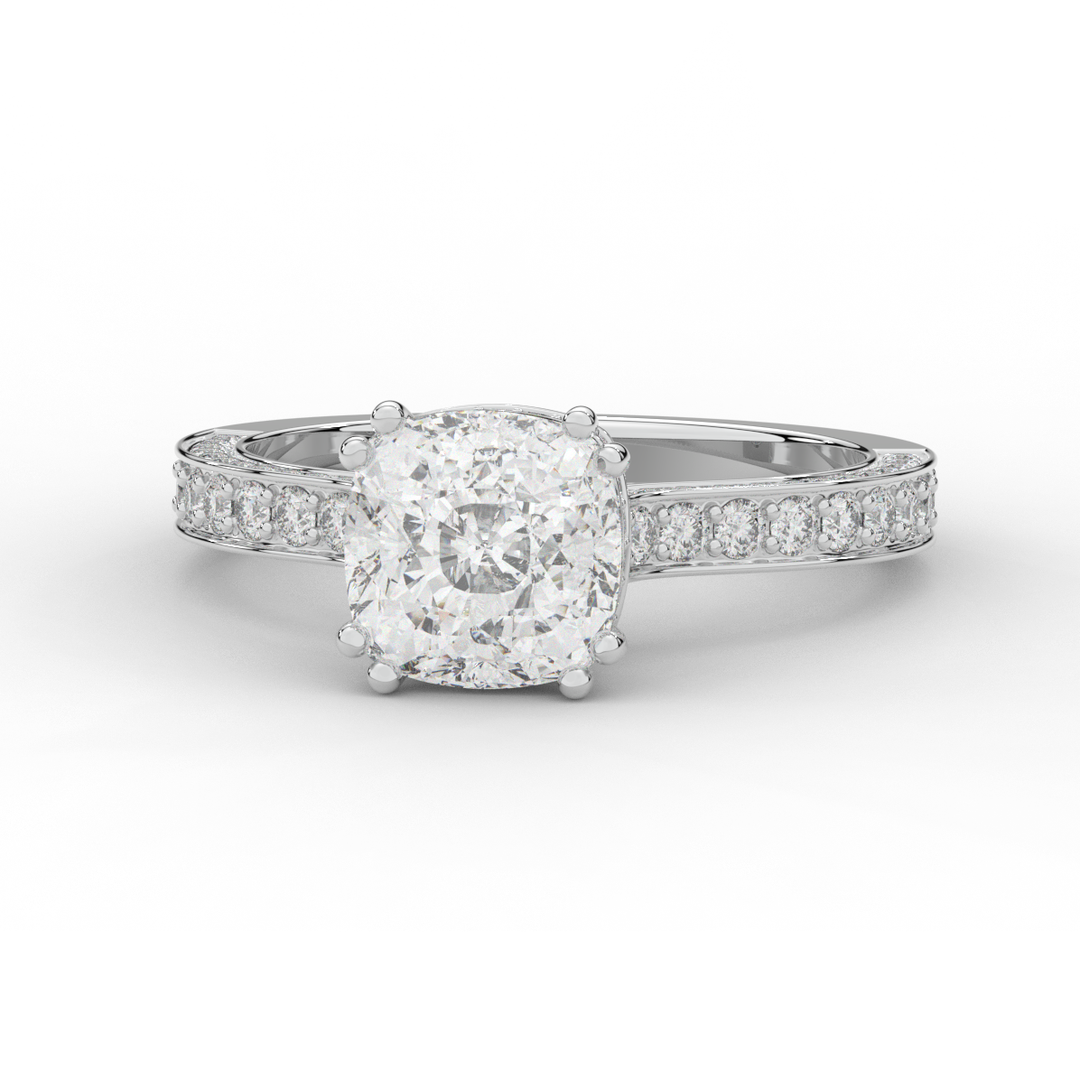 2.60CT.TW CUSHION LAB DIAMOND SOLITAIRE ENGAGEMENT RING