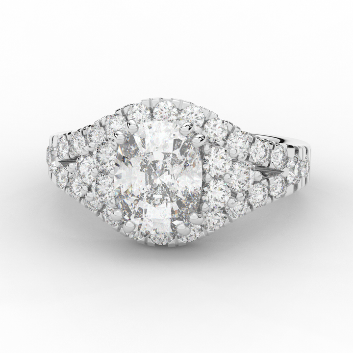 3.10CT.TW CUSHION LAB DIAMOND HALO ENGAGEMENT RING