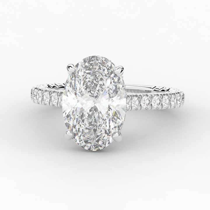 4.70CT.TW OVAL LAB DIAMOND UNDERHALO SOLITAIRE ENGAGEMENT RING