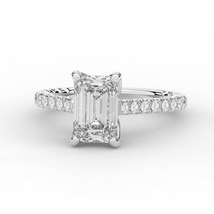 2.70CT.TW EMERALD CUT LAB DIAMOND SOLITAIRE ENGAGEMENT RING