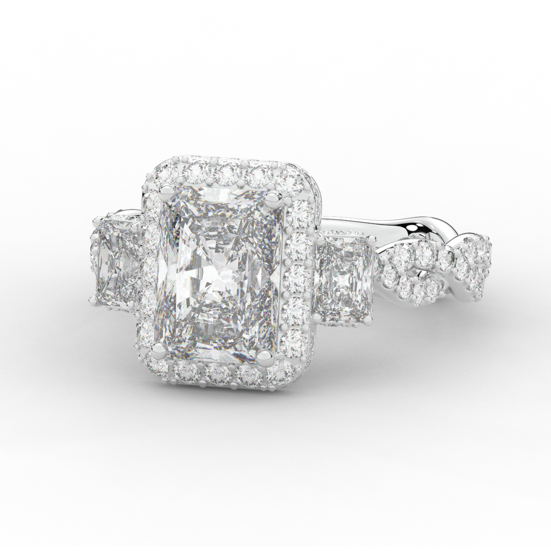 4.70CT.TW RADIANT LAB DIAMOND 3 STONE ENGAGEMENT RING