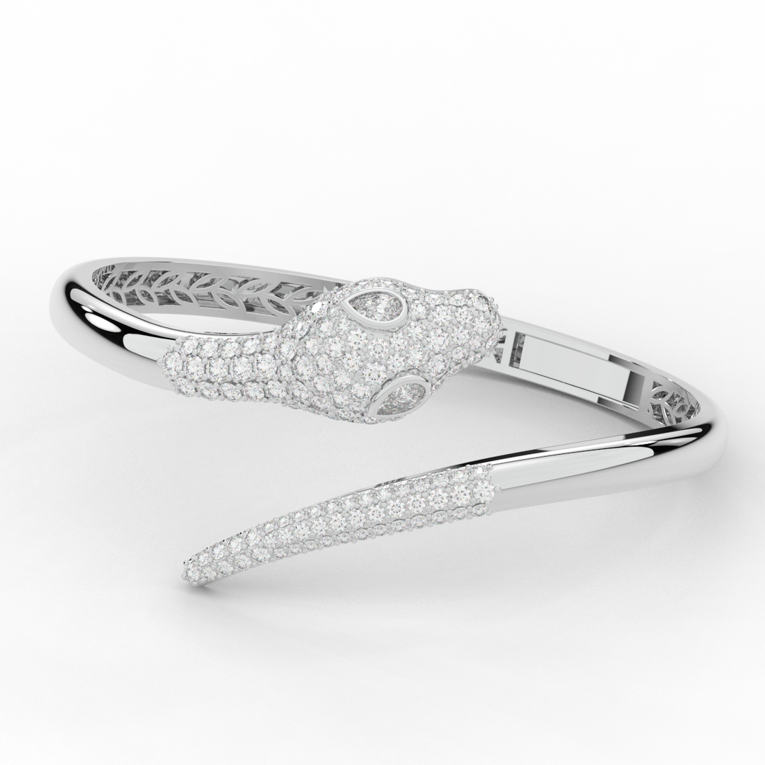 3.75CT.TW ROUND AND PEAR LAB DIAMOND SNAKE BANGLE