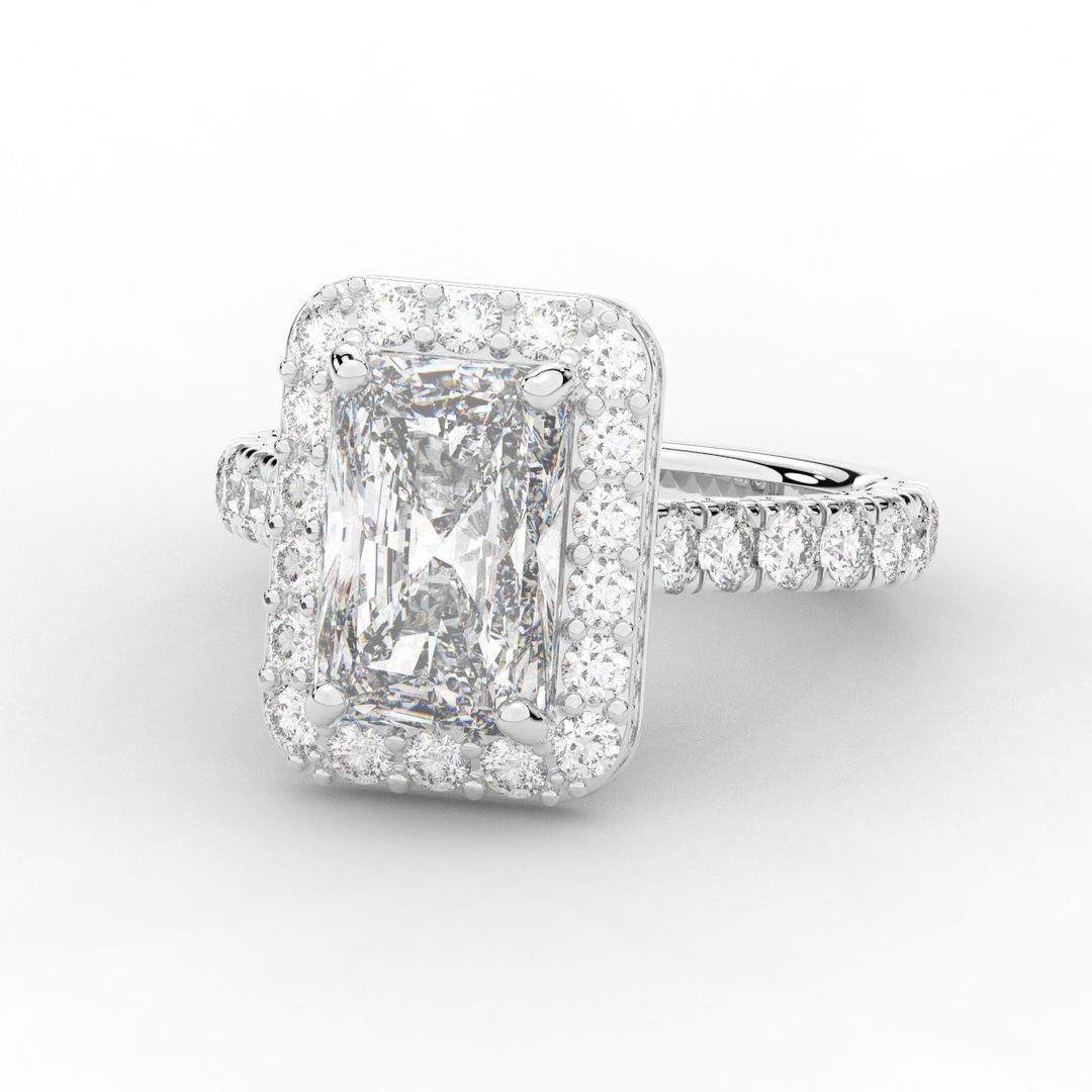 4.50CT.TW RADIANT LAB DIAMOND HALO ENGAGEMENT RING