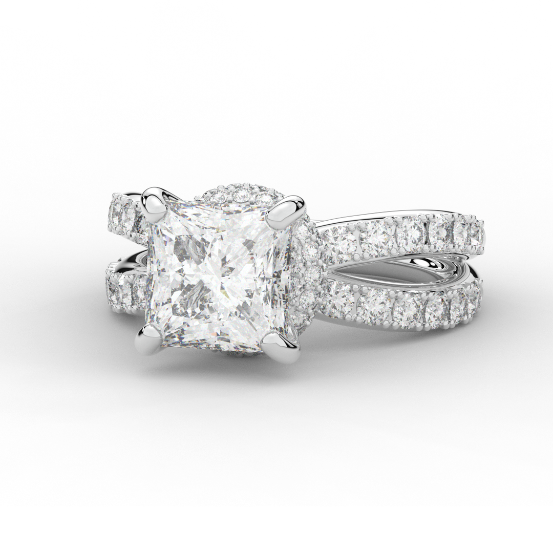 5.25CT.TW PRINCESS LAB DIAMOND ENGAGEMENT RING