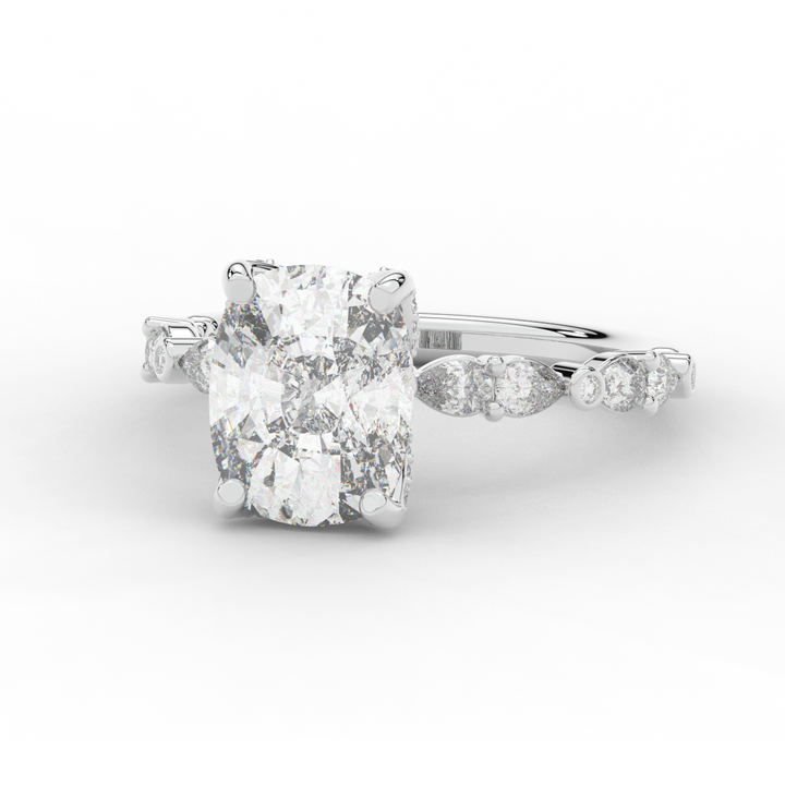 3.60CT.TW CUSHION LAB DIAMOND SOLITAIRE ENGAGEMENT RING