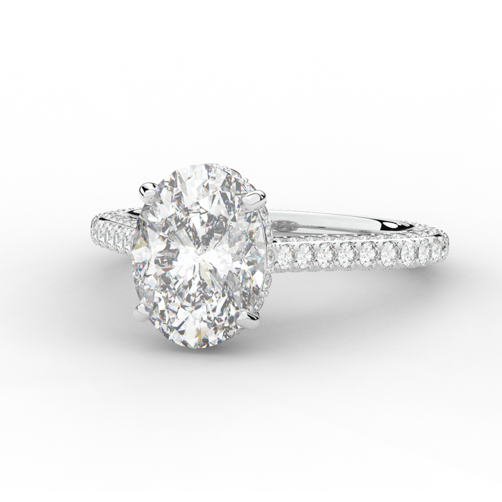 4.00CT.TW OVAL LAB DIAMOND UNDERHALO SOLITAIRE ENGAGEMENT RING