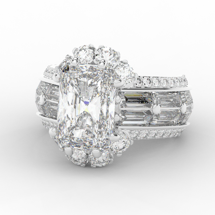 8.25CT.TW RADIANT LAB DIAMOND HALO ENGAGEMENT RING