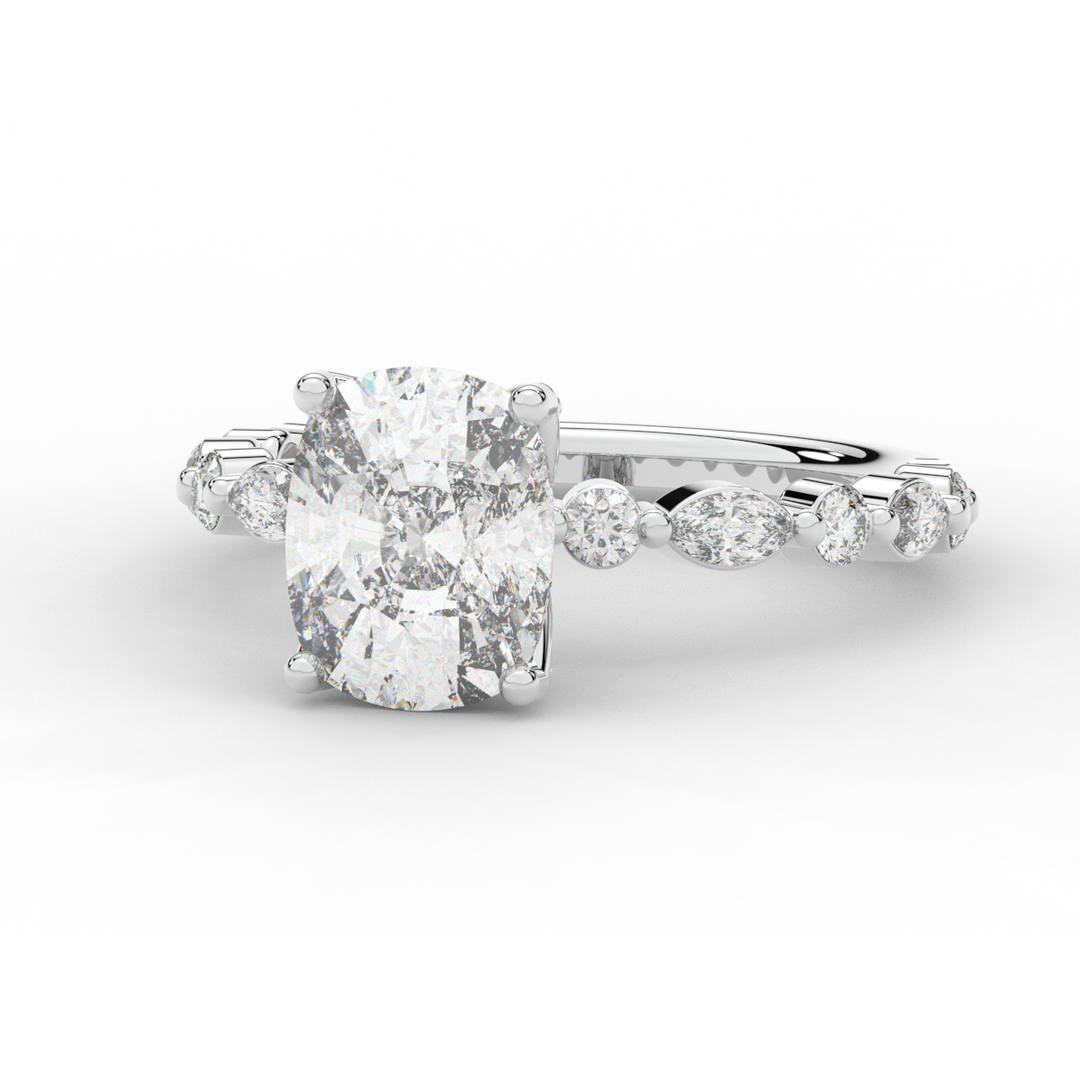 2.60CT.TW CUSHION LAB DIAMOND SOLITAIRE ENGAGEMENT RING