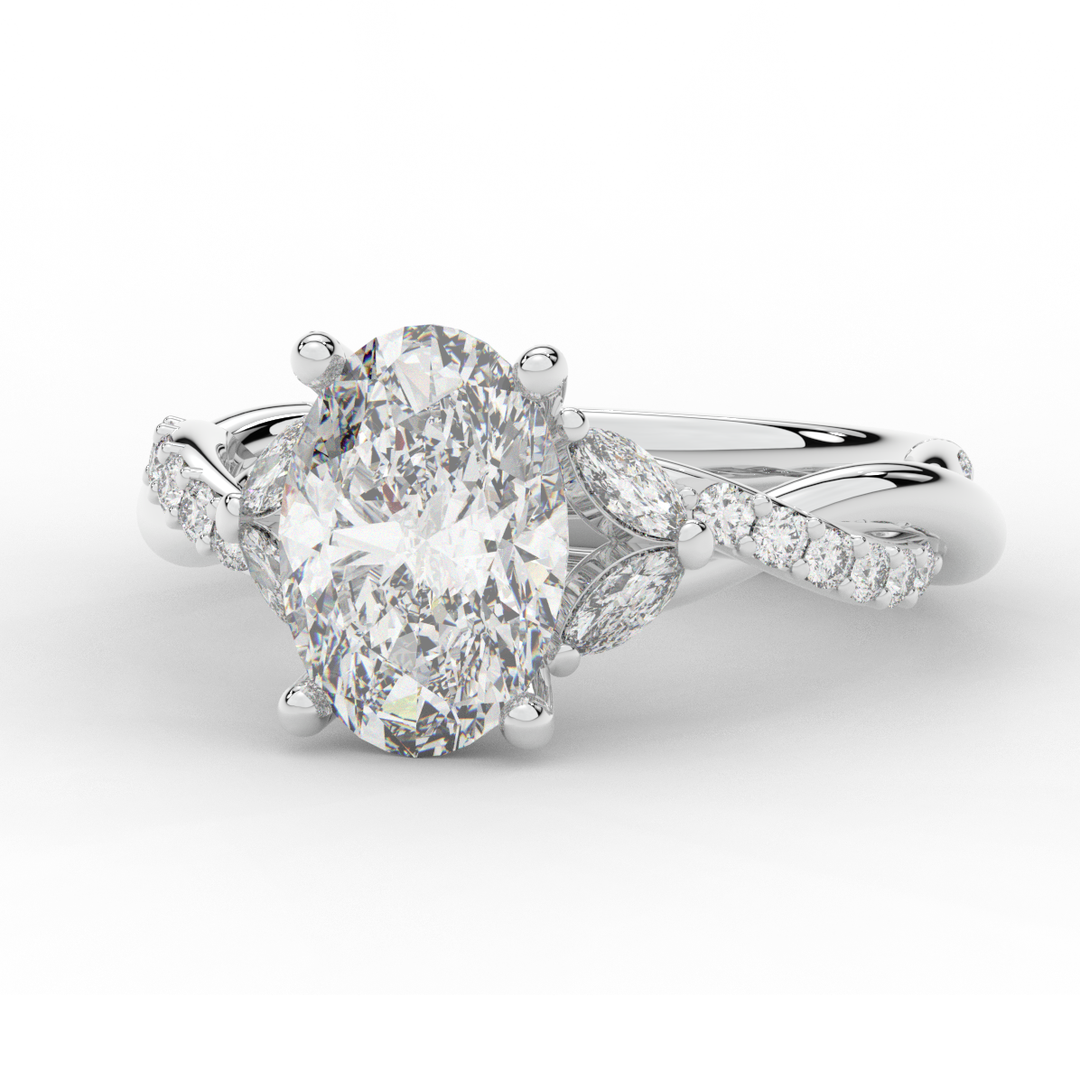 2.40CT.TW OVAL LAB DIAMOND TWIST ENGAGEMENT RING