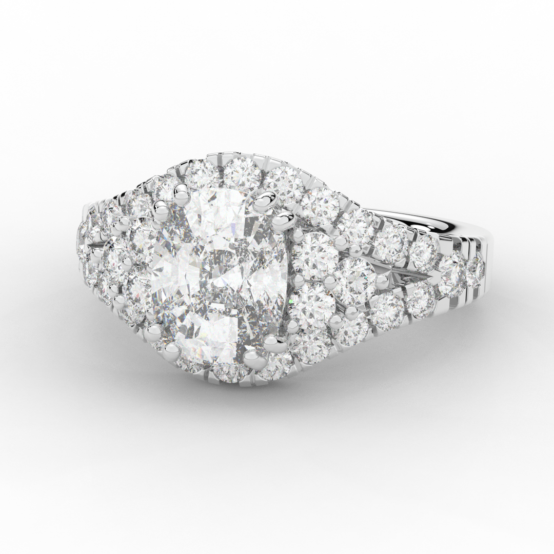 3.10CT.TW CUSHION LAB DIAMOND HALO ENGAGEMENT RING