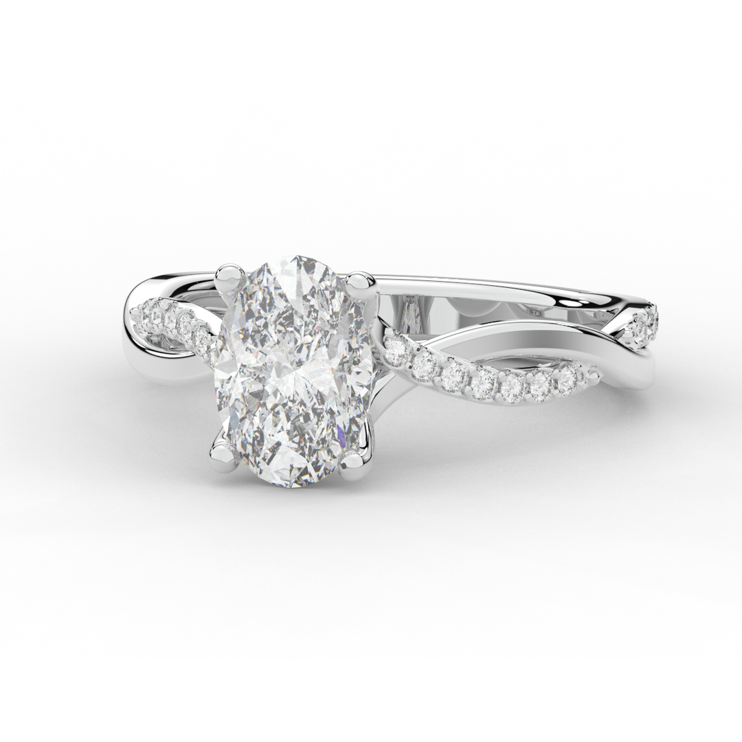 1.70CT.TW OVAL LAB DIAMOND TWIST BAND ENGAGEMENT RING