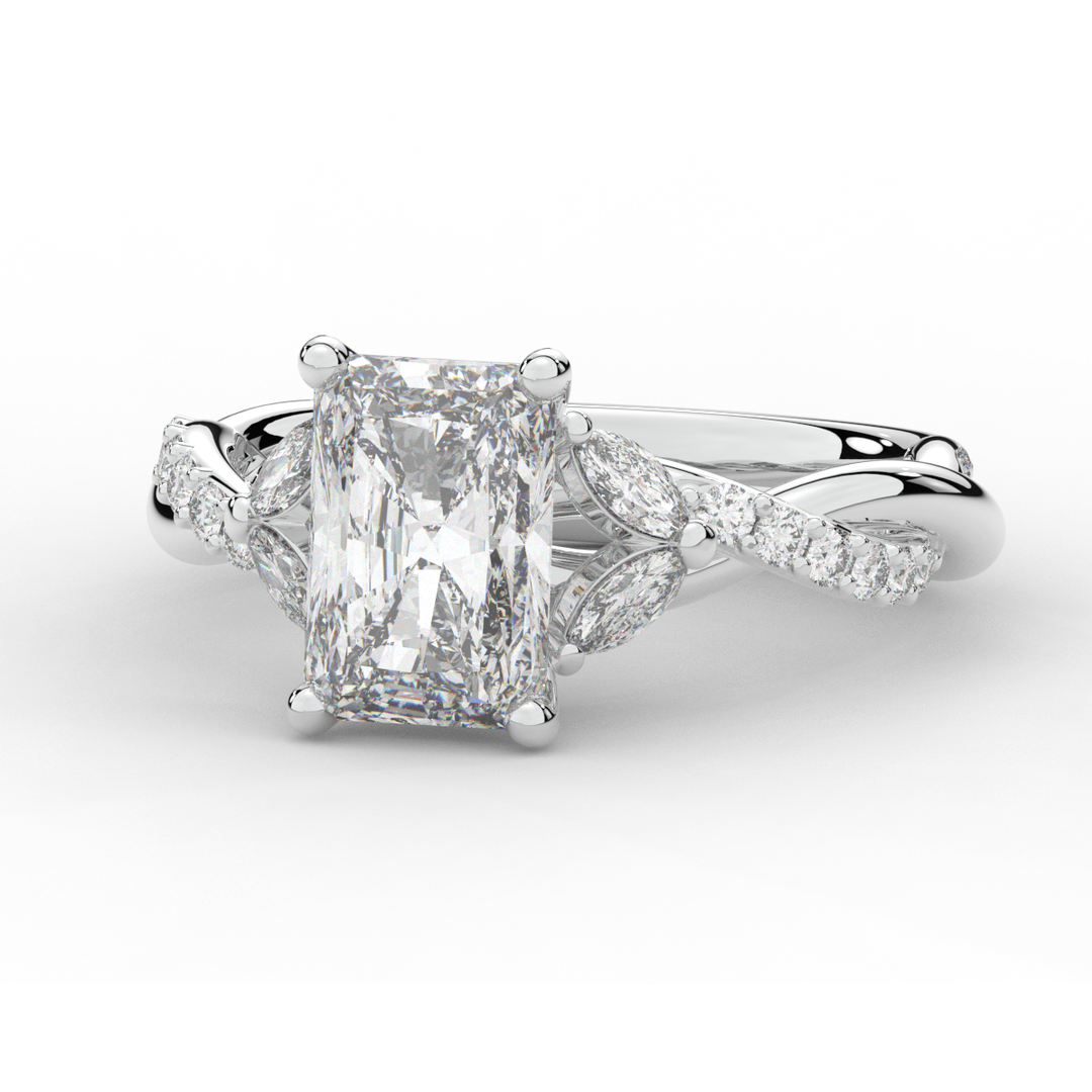 2.40CT.TW RADIANT LAB DIAMOND TWIST BAND ENGAGEMENT RING