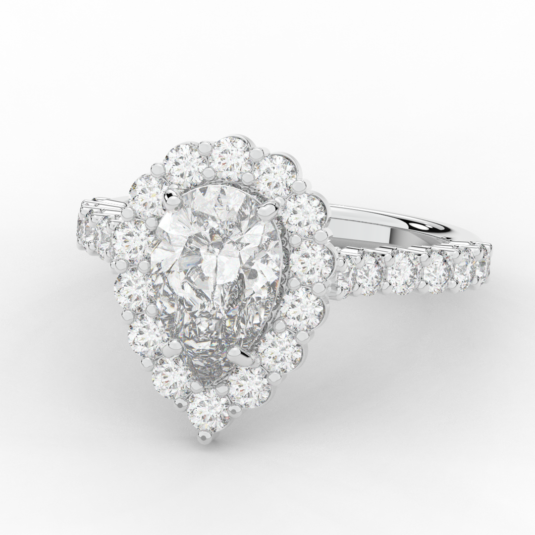 3.10CT.TW PEAR LAB DIAMOND HALO ENGAGEMENT RING