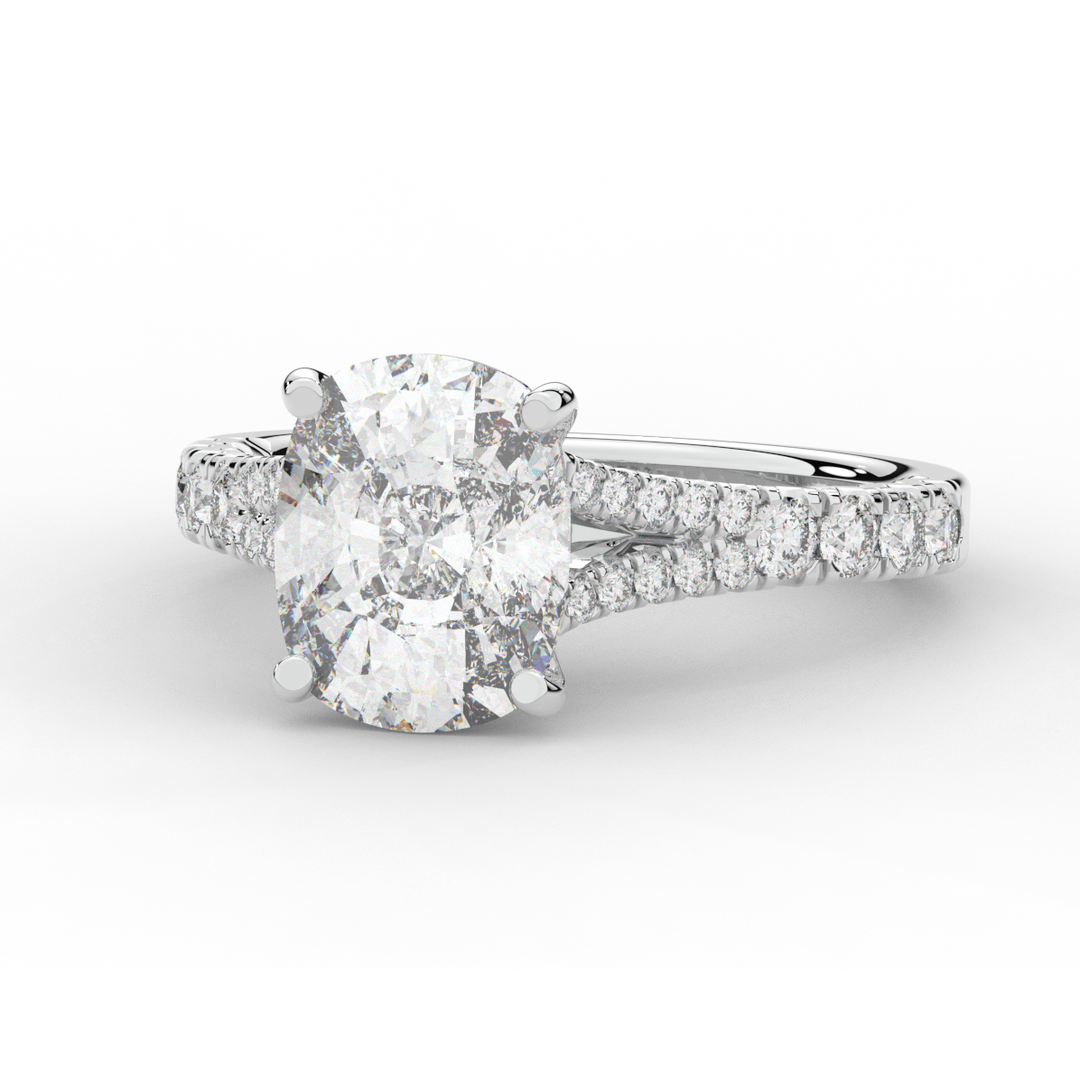 3.45CT.TW CUSHION LAB DIAMOND ENGAGEMENT RING