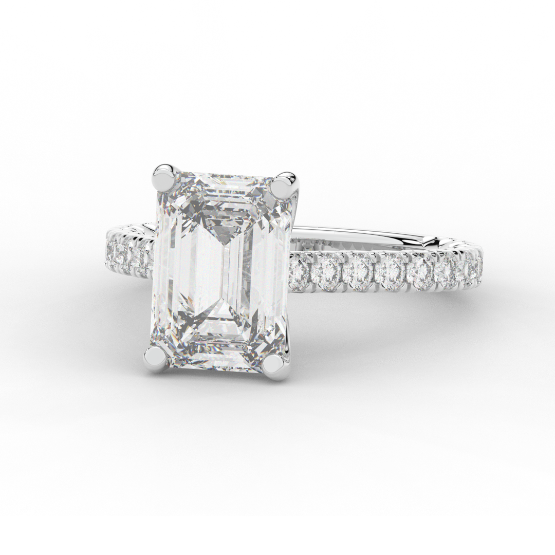 4.25CT.TW EMERALD CUT LAB DIAMOND SOLITAIRE ENGAGEMENT RING