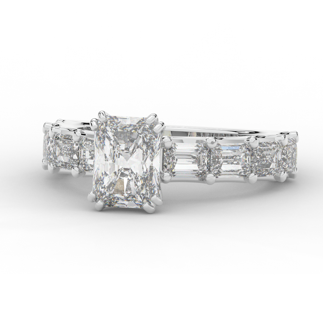 3.75CT.TW RADIANT LAB DIAMOND SOLITAIRE ENGAGEMENT RING