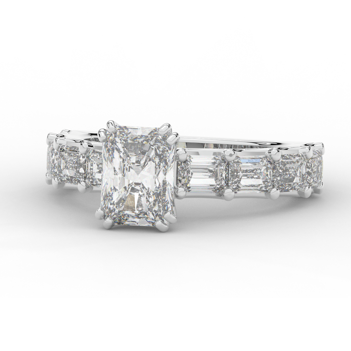 3.75CT.TW RADIANT LAB DIAMOND SOLITAIRE ENGAGEMENT RING