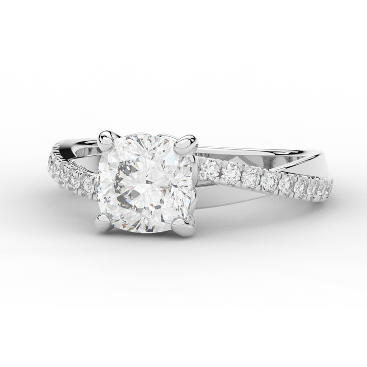 2.20CT.TW CUSHION LAB DIAMOND TWISTBAND ENGAGEMENT RING