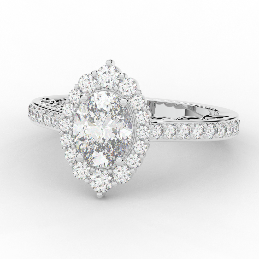 1.75CT.TW OVAL LAB DIAMOND HALO ENGAGEMENT RING