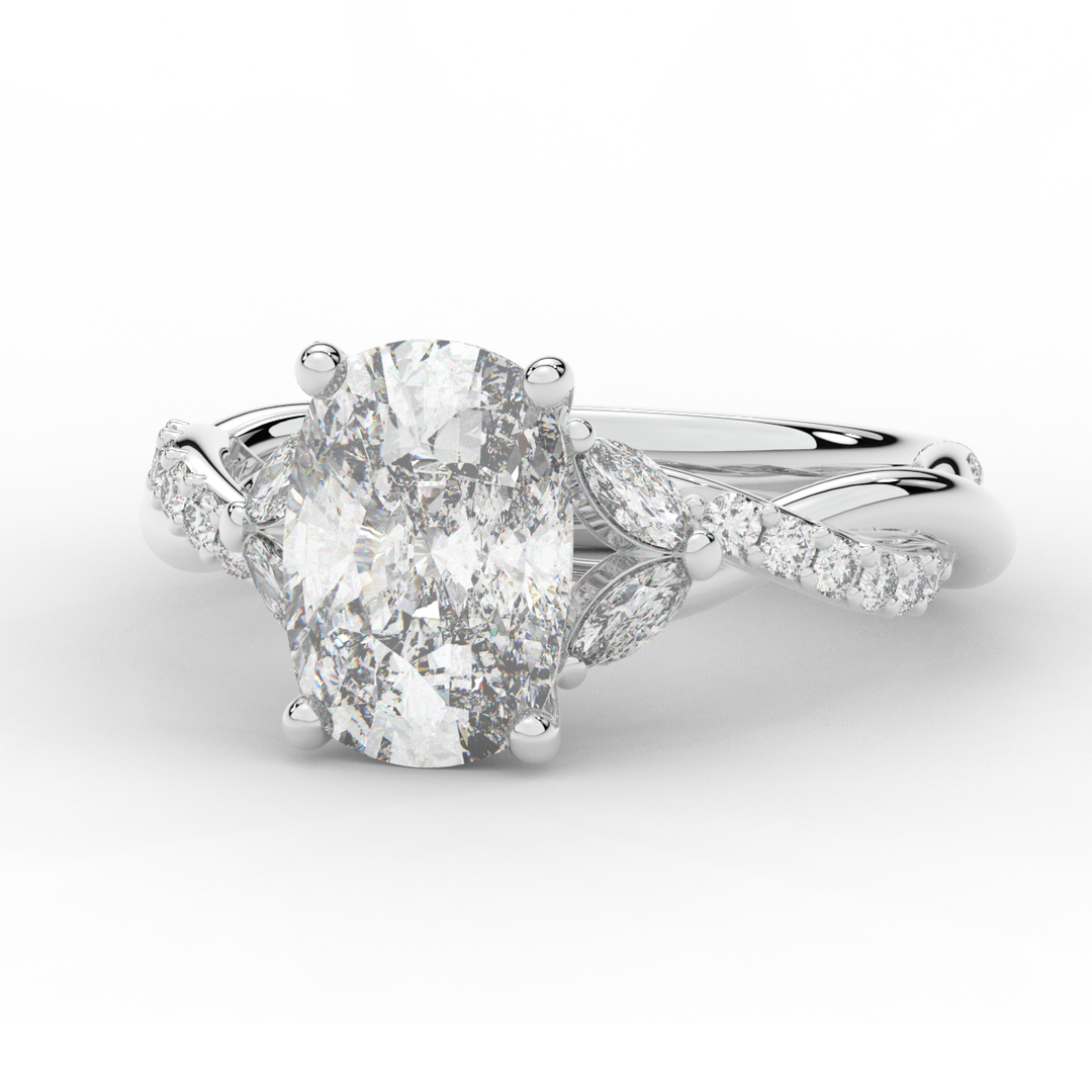 2.40CT.TW CUSHION LAB DIAMOND TWIST BAND ENGAGEMENT RING