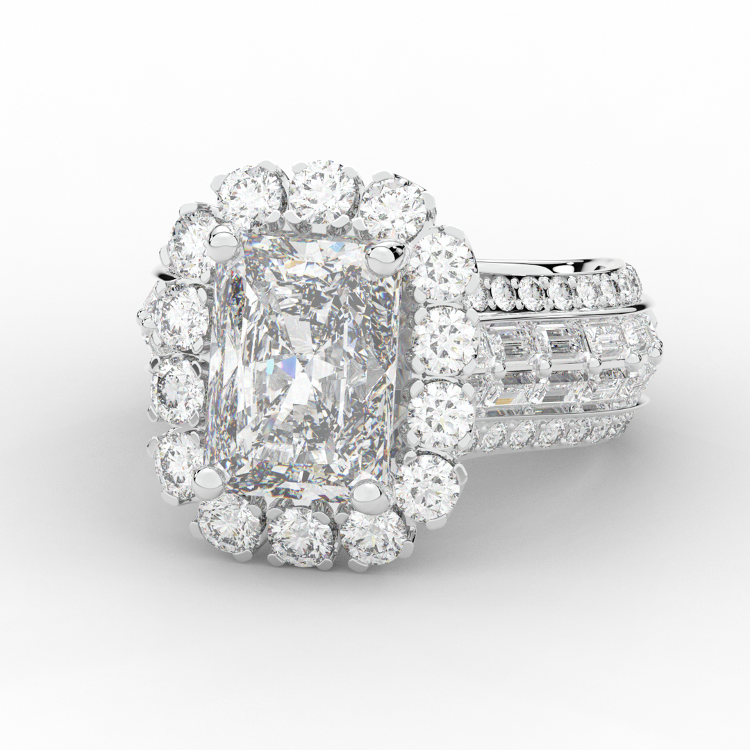 8.00CT.TW RADIANT LAB DIAMOND HALO ENGAGEMENT RING