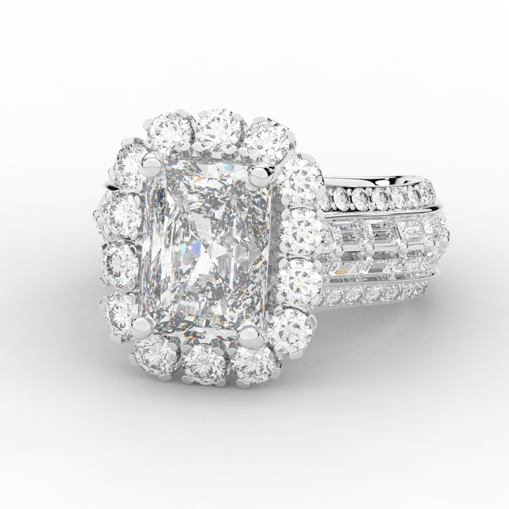 8.00CT.TW RADIANT LAB DIAMOND HALO ENGAGEMENT RING