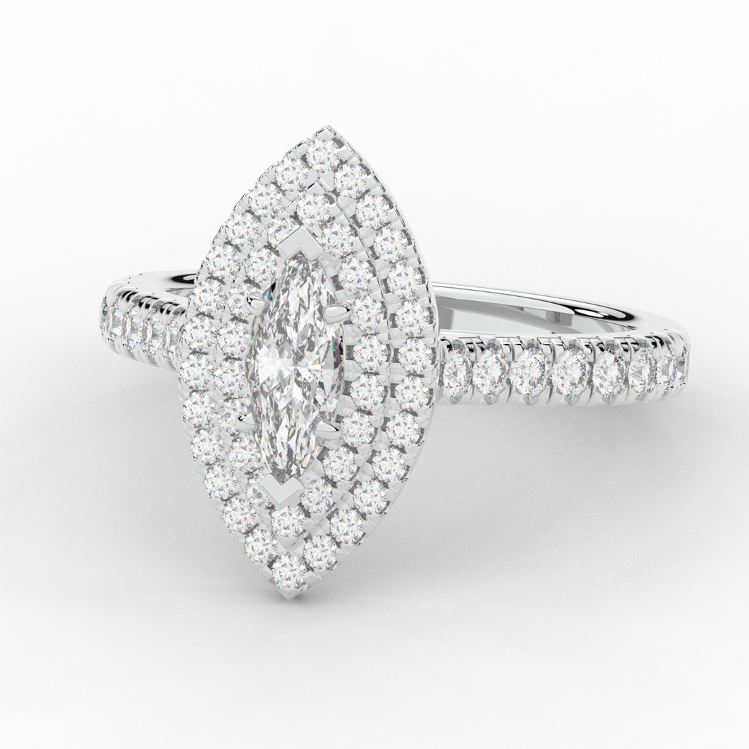 1.00CT.TW MARQUISE LAB DIAMOND HALO ENGAGEMENT RING