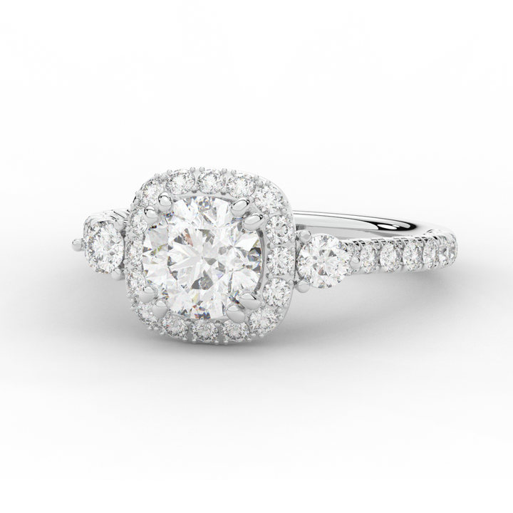 1.75CT.TW ROUND LAB DIAMOND HALO ENGAGEMENT RING