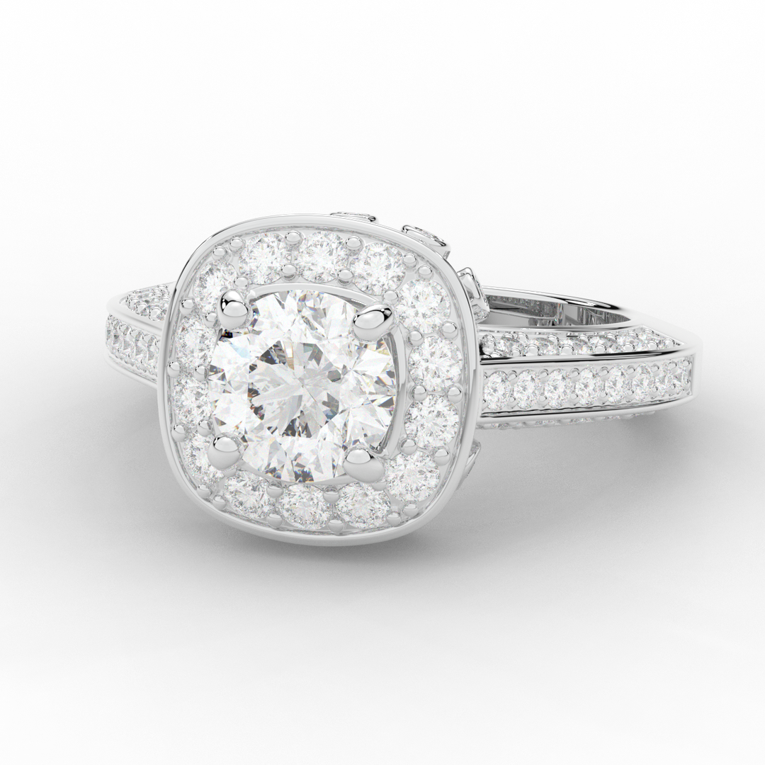 1.50CT.TW ROUND LAB DIAMOND HALO ENGAGEMENT RING