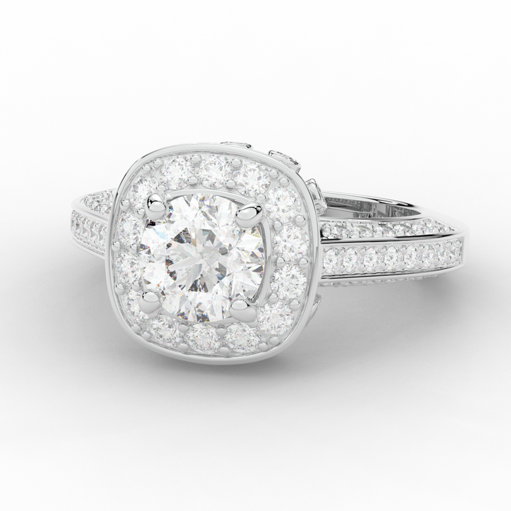 1.50CT.TW ROUND LAB DIAMOND HALO ENGAGEMENT RING