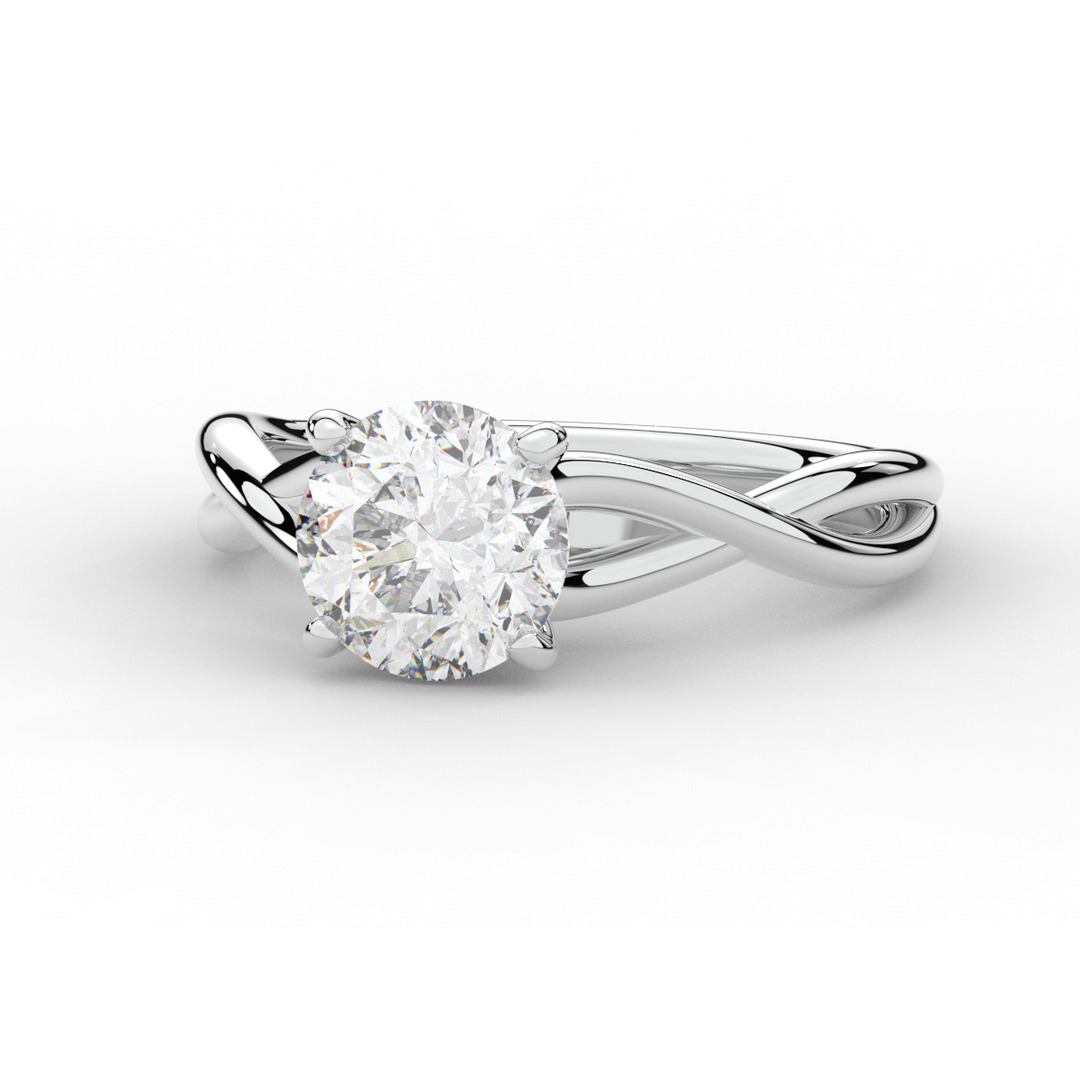 1.50CT ROUND LAB DIAMOND SOLITAIRE TWIST BAND ENGAGEMENT RING - Nazarelle