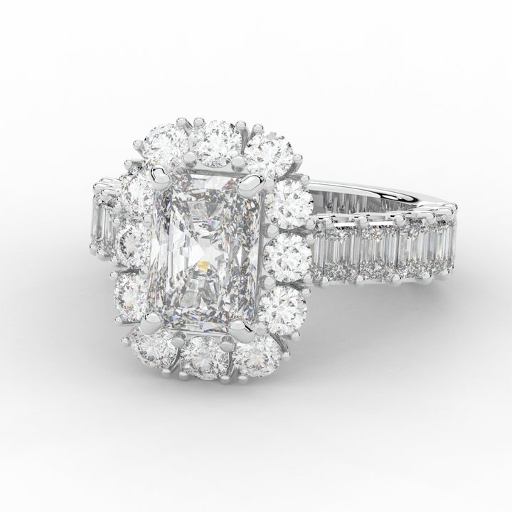 6.00CT.TW RADIANT LAB DIAMOND HALO ENGAGEMENT RING