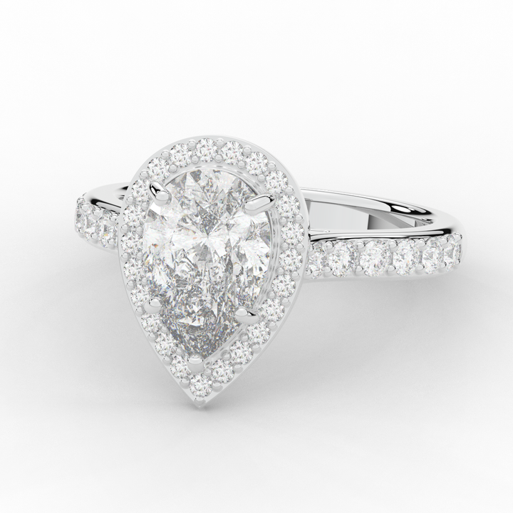 2.50CT.TW PEAR LAB DIAMOND HALO ENGAGEMENT RING