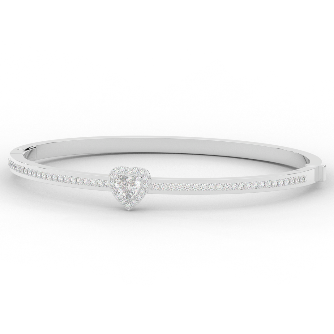 1.65CT.TW HEART AND ROUND LAB DIAMOND  BANGLE