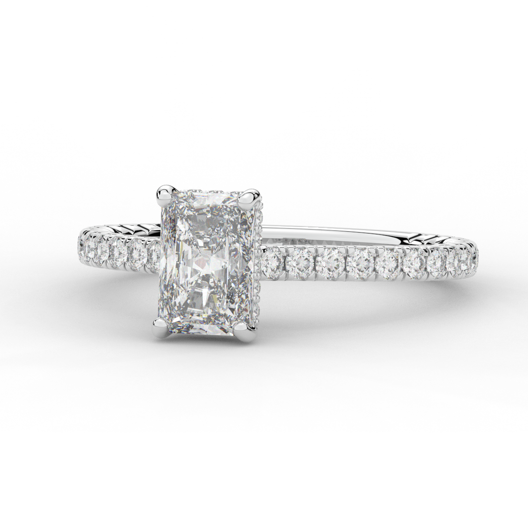 2.10CT.TW RADIANT LAB DIAMOND UNDERHALO SOLITAIRE ENGAGEMENT RING