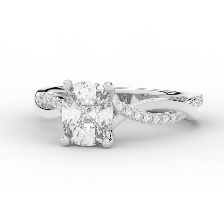 1.70CT.TW CUSHION LAB DIAMOND TWIST BAND ENGAGEMENT RING