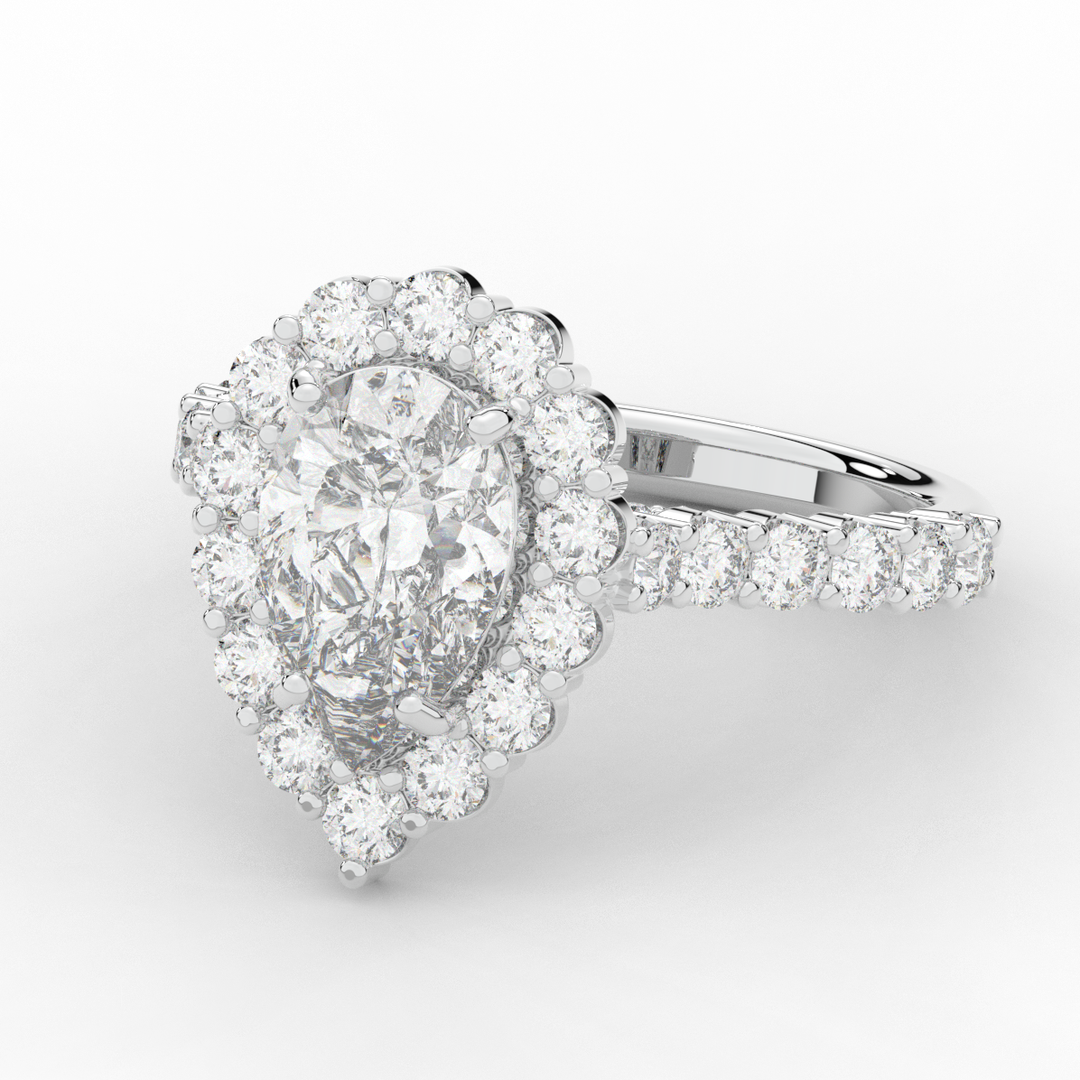 3.10CT.TW PEAR LAB DIAMOND HALO ENGAGEMENT RING