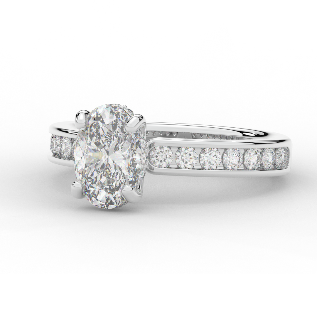 1.95CT.TW OVAL LAB DIAMOND UNDERHALO ENGAGEMENT RING