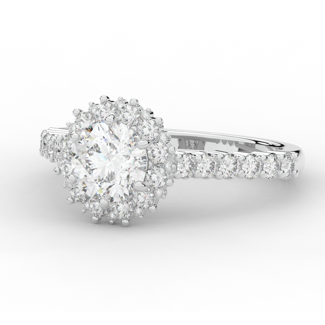 1.60CT.TW ROUND LAB DIAMOND HALO ENGAGEMENT RING